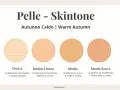 Tonalità di pelle autunno warm palette: da Chiara a Medio-Scura, con descrizioni sull'abbronzatura.