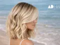 Capelli biondi mossi, come le onde del mare, che catturano quali sono i colori dell'estate.