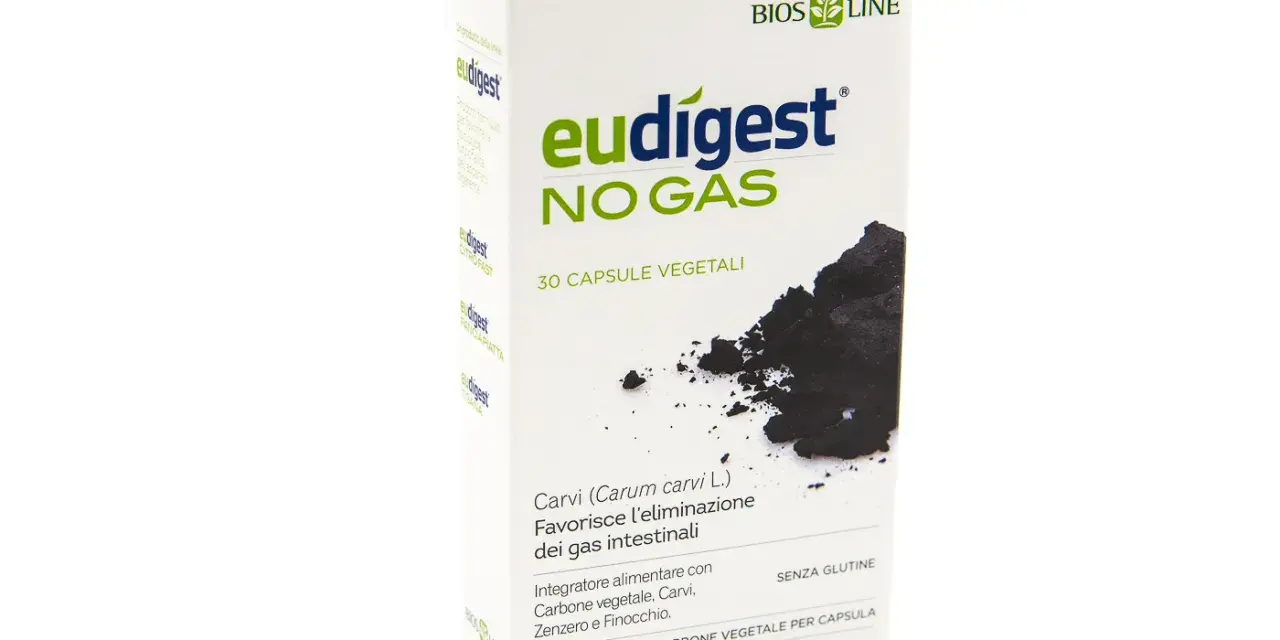 Eudigest NO GAS, integratore con carbone vegetale per favorire l'eliminazione dei gas intestinali. Non sono noti effetti collaterali significativi.