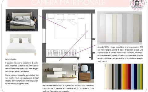 Idee per i colori pareti camera da letto feng shui: tonalità neutre e rilassanti per l'armadio e accenti di colore per personalizzare.