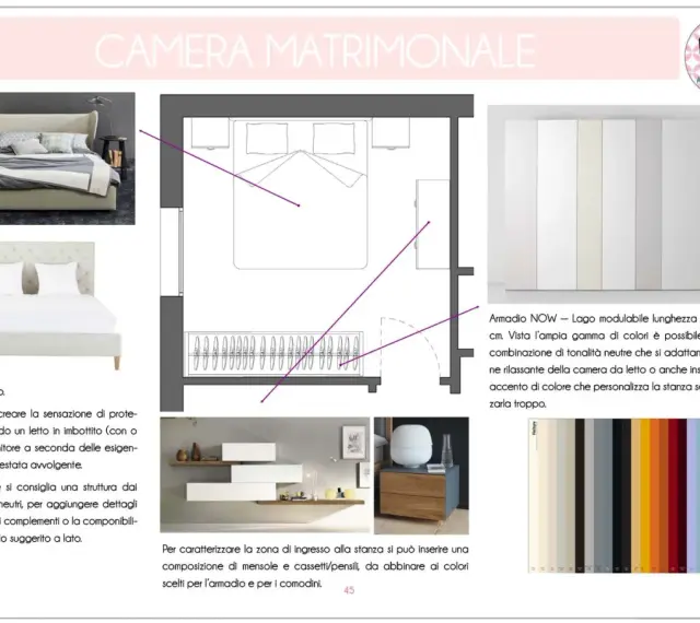Idee per i colori pareti camera da letto feng shui: tonalità neutre e rilassanti per l'armadio e accenti di colore per personalizzare.
