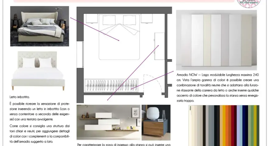 Idee per i colori pareti camera da letto feng shui: tonalità neutre e rilassanti per l'armadio e accenti di colore per personalizzare.