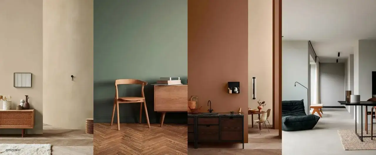 Ispirazioni per i colori salotto moderno: tonalit&agrave; naturali e calde per un ambiente accogliente.