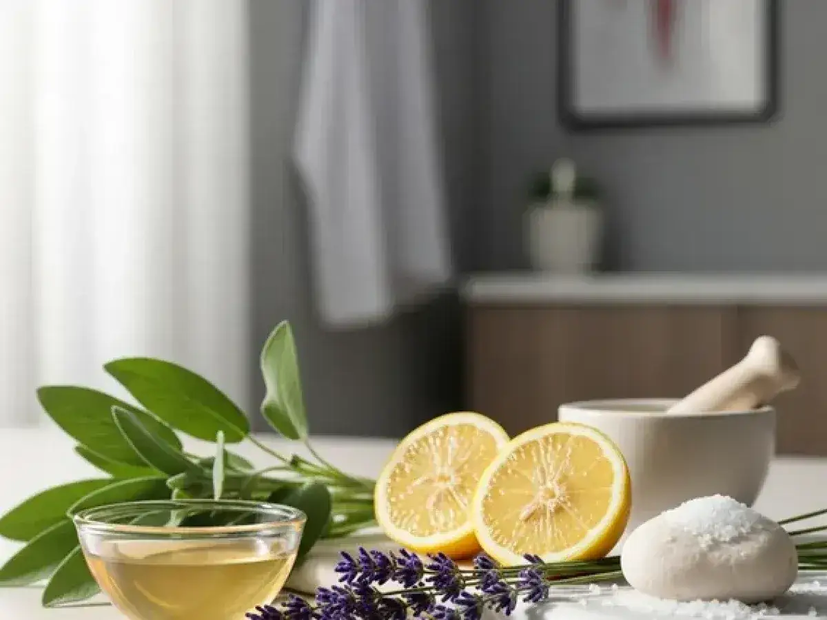 Ingredienti naturali come limone, lavanda e salvia, perfetti per i sudore ascelle rimedi della nonna.