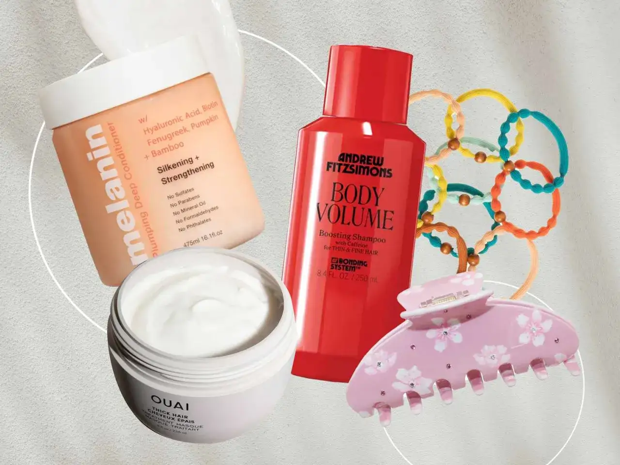 Prodotti per capelli: balsamo, maschera e shampoo volumizzante, pi&ugrave; accessori. Ottimi consigli beauty per una chioma da sogno.