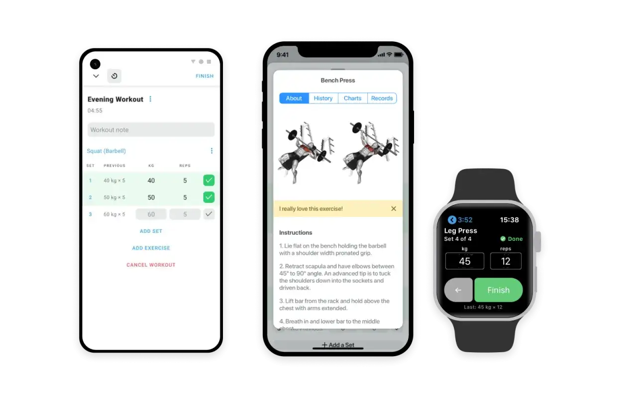 App per allenamento con squat, bench press e leg press. Le migliori app fitness per tracciare i tuoi progressi.